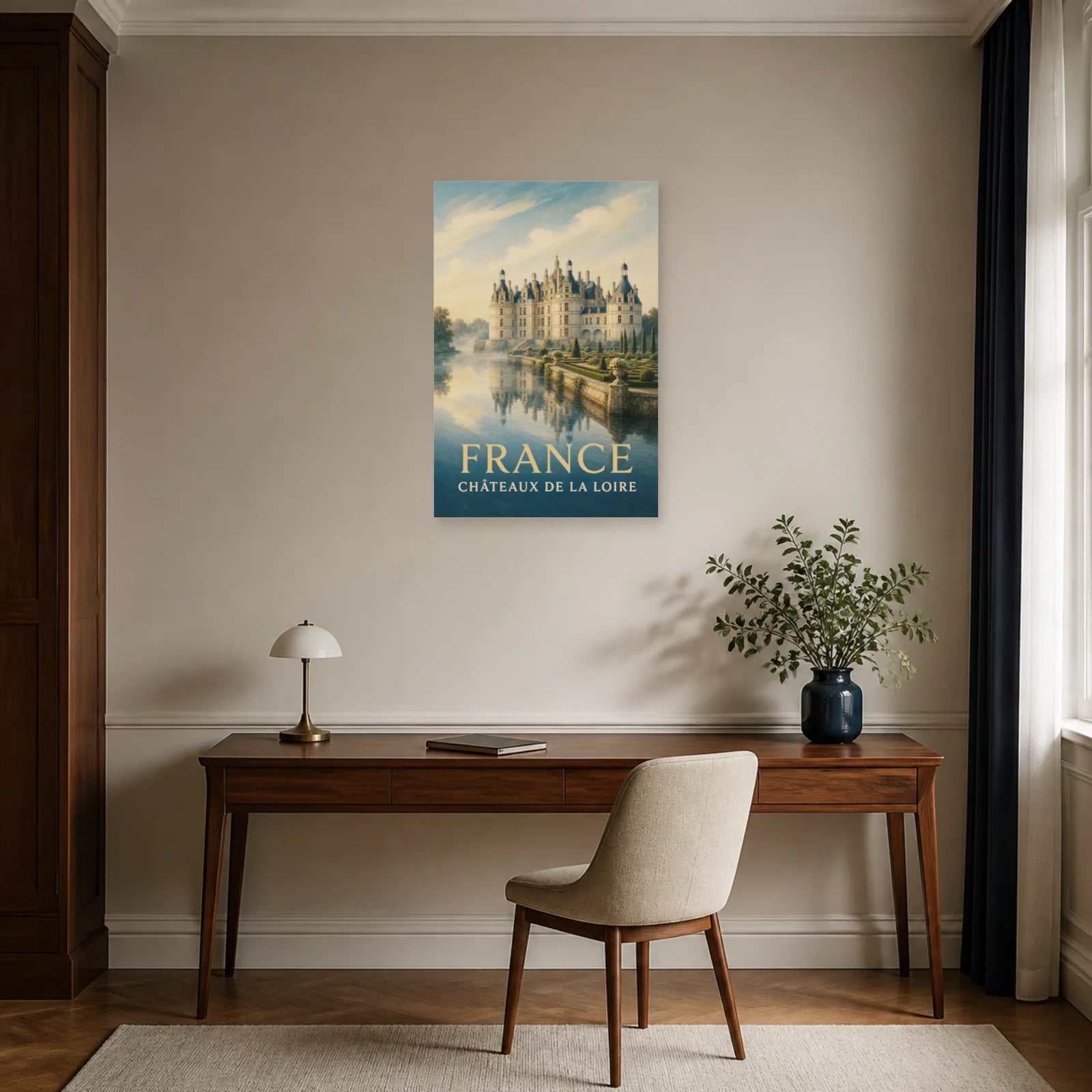 Affiche France – Châteaux de la Loire dans un bureau - Art Virtuoso