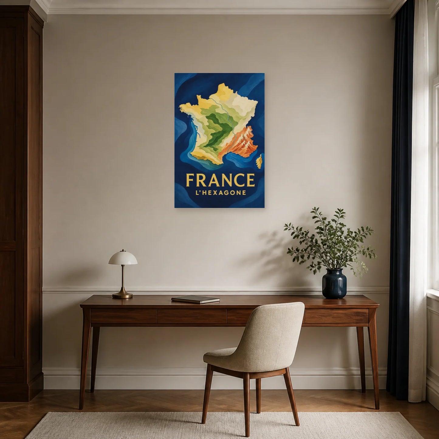 Affiche France – L’Hexagone dans un bureau - Art Virtuoso