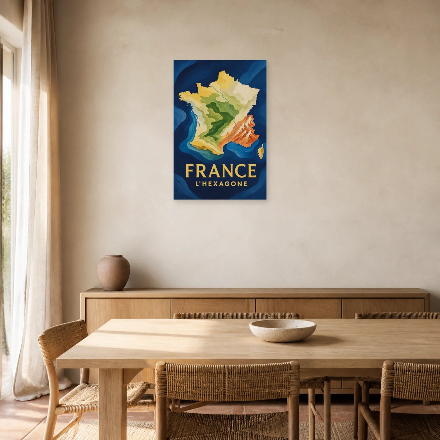Affiche France – L’Hexagone dans une salle à manger - Art Virtuoso