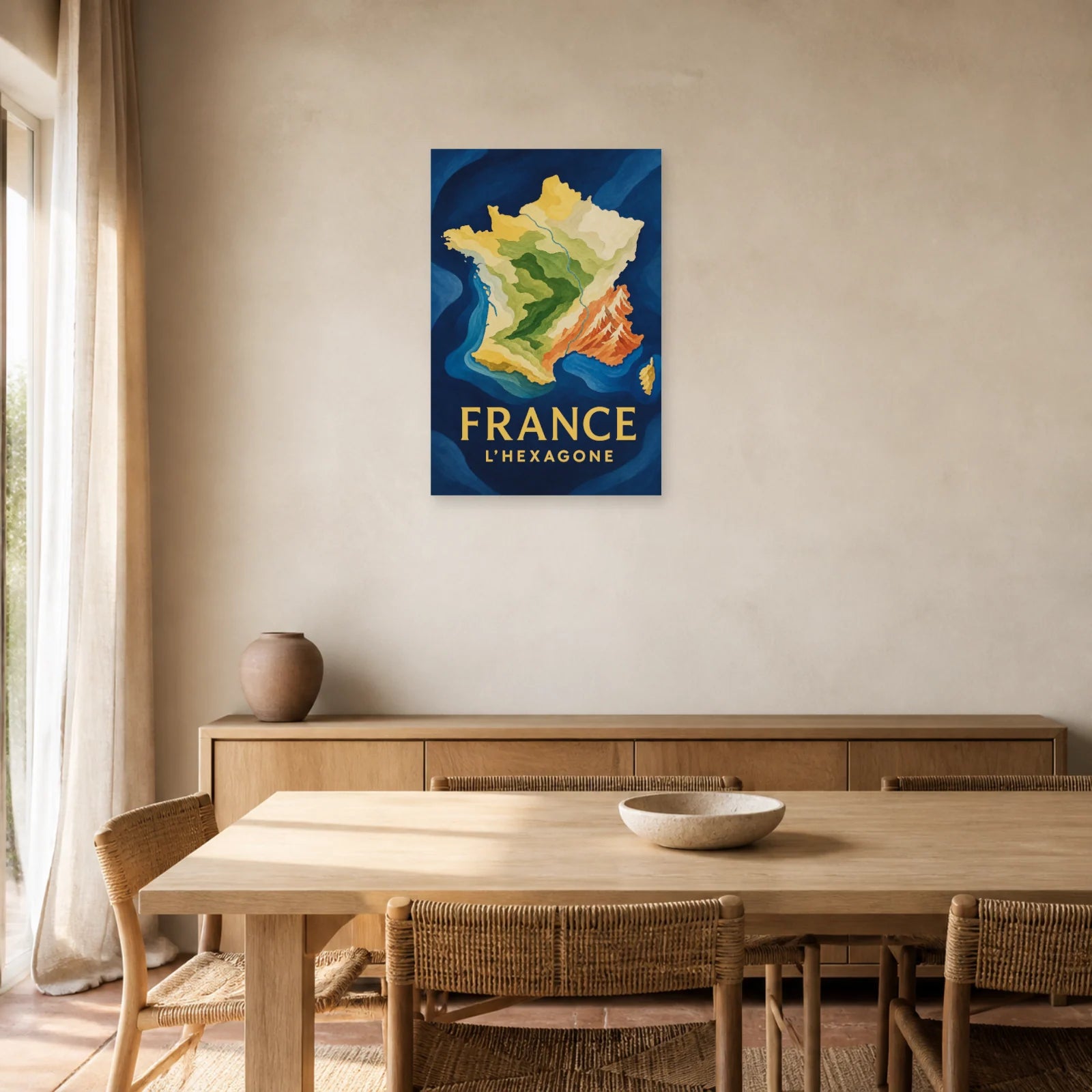 Affiche France – L’Hexagone dans une salle à manger - Art Virtuoso