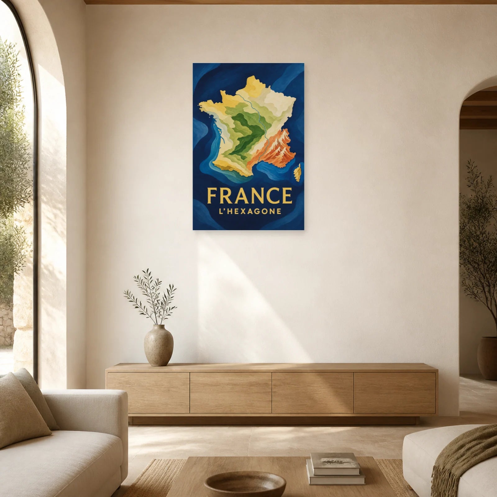 Affiche France – L’Hexagone dans un salon - Art Virtuoso