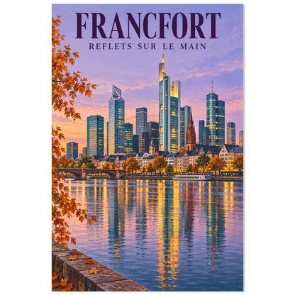 Affiche Francfort – Reflets sur le Main, illustration architecturale / affiche de voyage / rendu peint verticale, format 60 × 90 cm