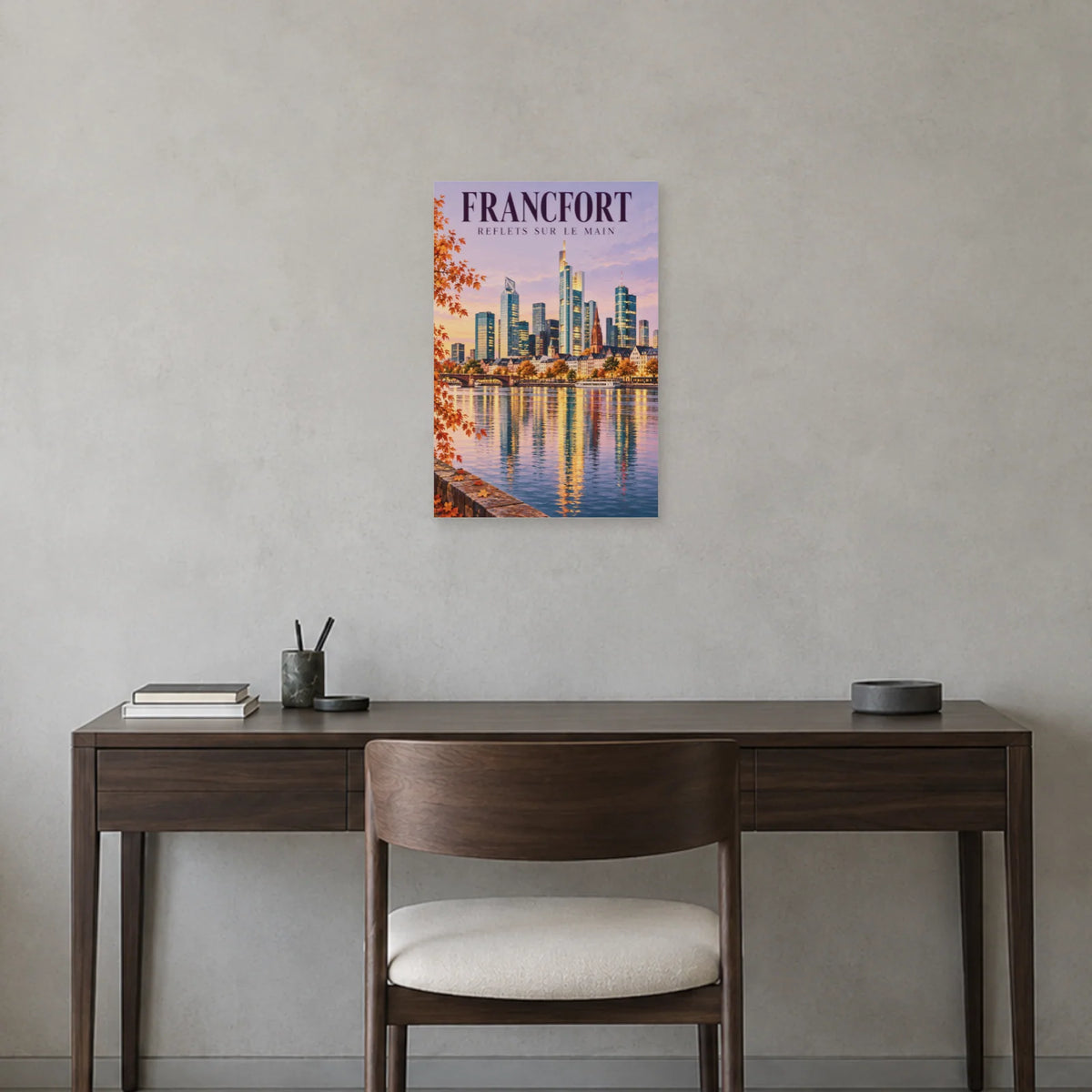 Affiche Francfort reflets sur le Main dans un bureau - Art Virtuoso