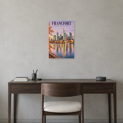 Affiche Francfort reflets sur le Main dans un bureau - Art Virtuoso