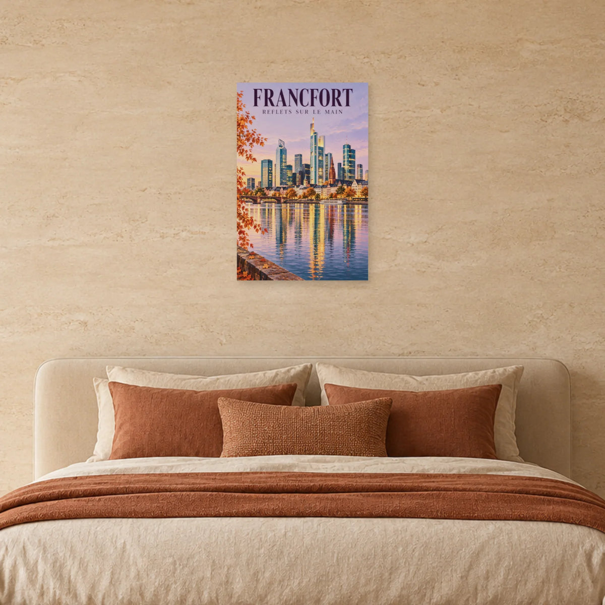 Affiche Francfort reflets sur le Main dans une chambre - Art Virtuoso