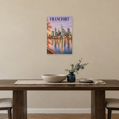 Affiche Francfort reflets sur le Main dans une salle à manger - Art Virtuoso