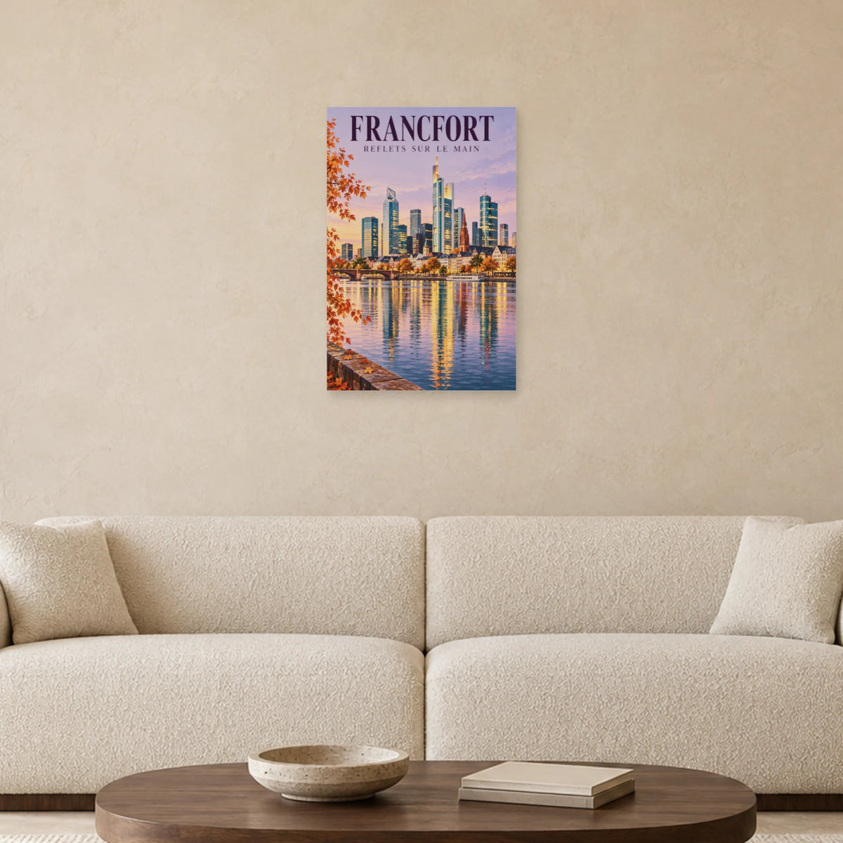 Affiche Francfort reflets sur le Main dans un salon - Art Virtuoso