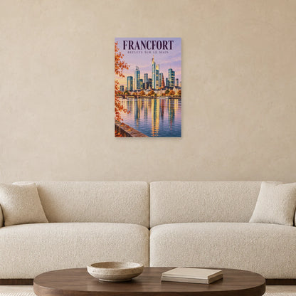 Affiche Francfort reflets sur le Main dans un salon - Art Virtuoso