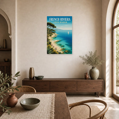 Affiche French Riviera – Côte d’Azur dans une salle à manger - Art Virtuoso