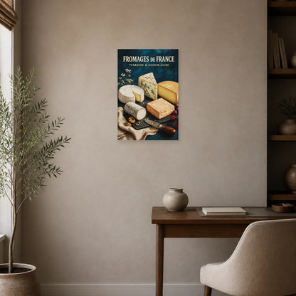 Affiche Fromages de France – Terroirs & Savoir-Faire dans un bureau - Art Virtuoso
