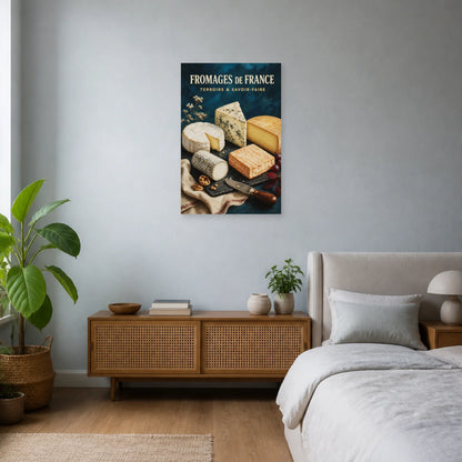 Affiche Fromages de France – Terroirs & Savoir-Faire dans une chambre - Art Virtuoso