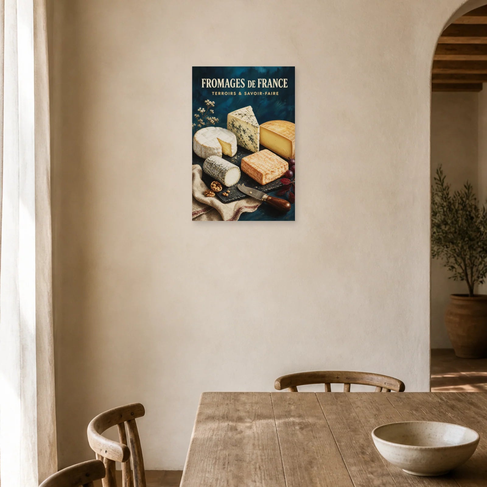 Affiche Fromages de France – Terroirs & Savoir-Faire dans une salle à manger - Art Virtuoso