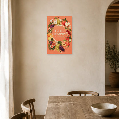 Affiche Fruits de Saison – Au Fil de l’Année dans une salle à manger - Art Virtuoso