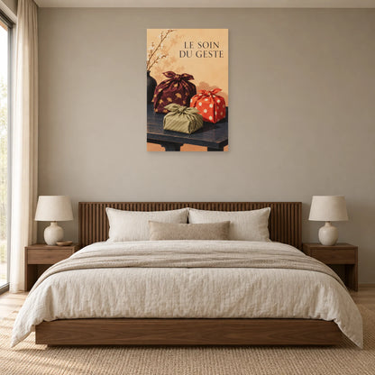 Affiche Furoshiki - Le soin du geste dans une chambre - Art Virtuoso