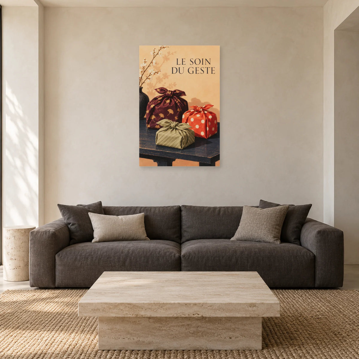 Affiche Furoshiki - Le soin du geste dans un salon - Art Virtuoso