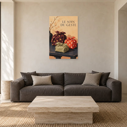 Affiche Furoshiki - Le soin du geste dans un salon - Art Virtuoso