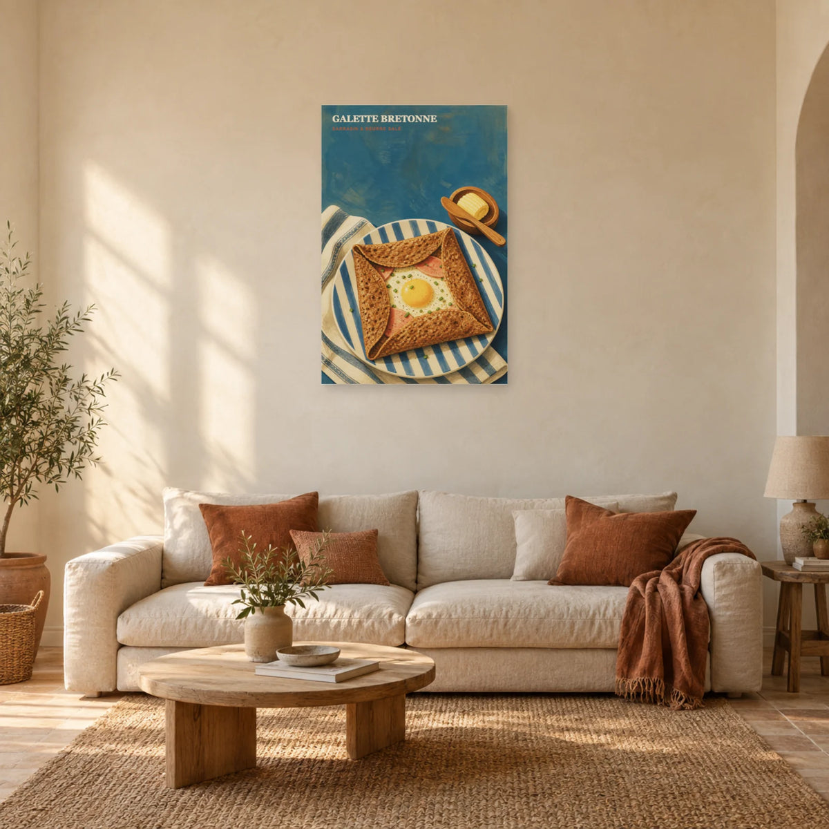 Affiche Galette Bretonne – Sarrasin & Beurre Salé dans un salon - Art Virtuoso