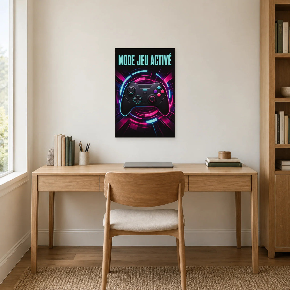 Affiche Gaming – Mode jeu activé dans un bureau - Art Virtuoso
