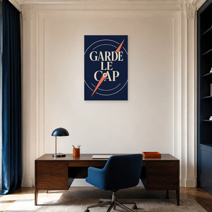 Affiche Garde le cap – Boussole intérieure dans un bureau - Art Virtuoso
