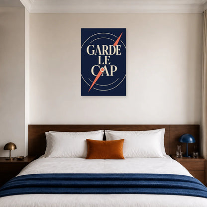 Affiche Garde le cap – Boussole intérieure dans une chambre - Art Virtuoso