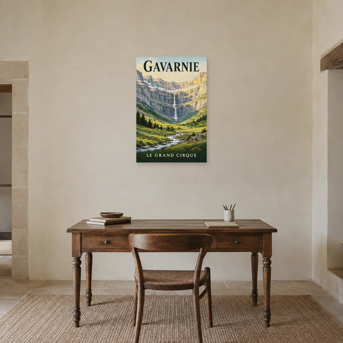 Affiche Gavarnie - Cirque et cascade dans un bureau - Art Virtuoso