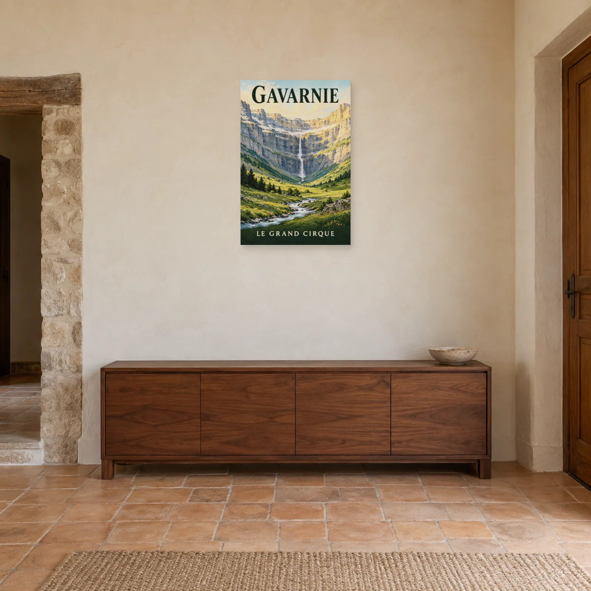 Affiche Gavarnie - Cirque et cascade dans une entrée ou un couloir - Art Virtuoso