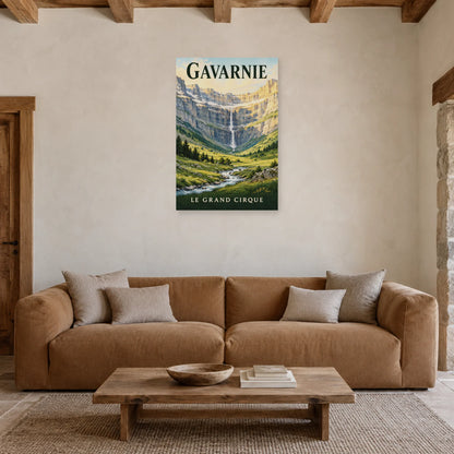 Affiche Gavarnie - Cirque et cascade dans un salon - Art Virtuoso