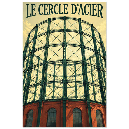 Structure circulaire ajourée de gazomètre, affiche 60 × 90 cm