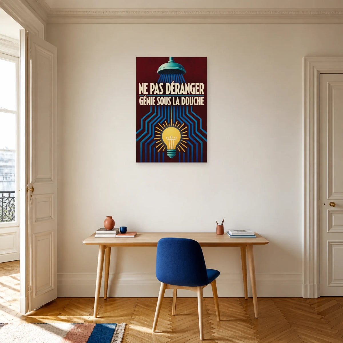 Affiche Ne pas déranger – Génie sous la douche dans un bureau - Art Virtuoso
