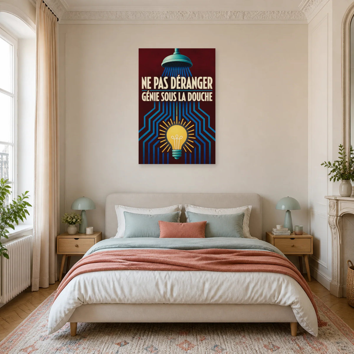 Affiche Ne pas déranger – Génie sous la douche dans une chambre - Art Virtuoso