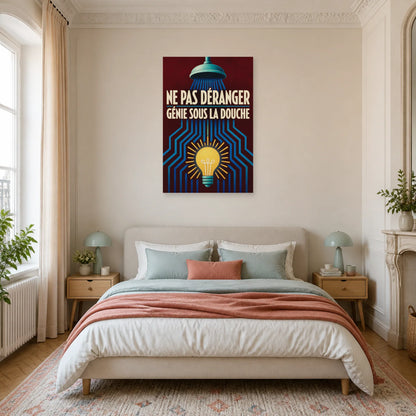 Affiche Ne pas déranger – Génie sous la douche dans une chambre - Art Virtuoso