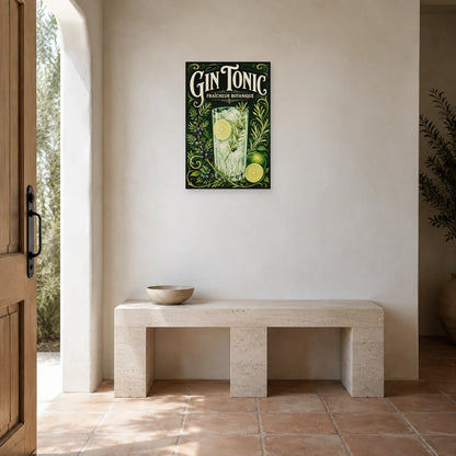 Affiche Gin tonic, fraîcheur botanique dans une entrée ou un couloir - Art Virtuoso