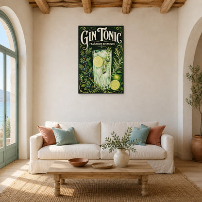 Affiche Gin tonic, fraîcheur botanique dans un salon - Art Virtuoso