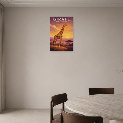 Affiche Girafe – Horizon Doré dans une entrée ou un couloir - Art Virtuoso