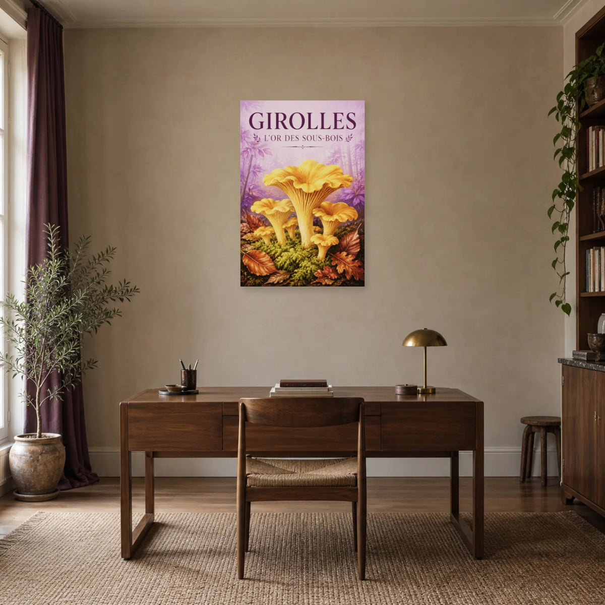 Affiche Girolles – L’or des sous-bois dans un bureau - Art Virtuoso