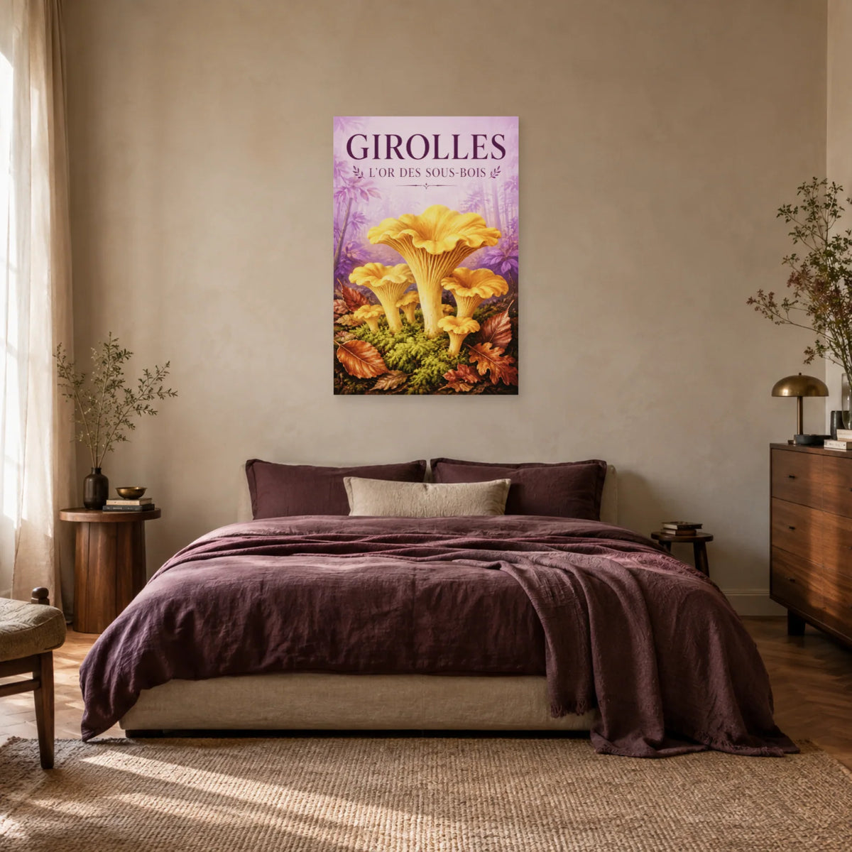 Affiche Girolles – L’or des sous-bois dans une chambre - Art Virtuoso