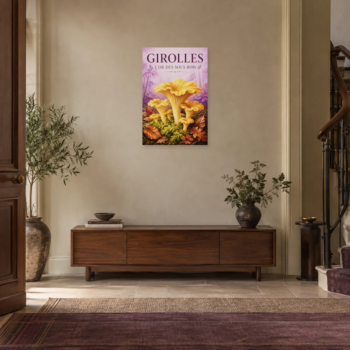 Affiche Girolles – L’or des sous-bois dans une entrée ou un couloir - Art Virtuoso