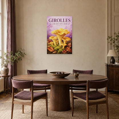 Affiche Girolles – L’or des sous-bois dans une salle à manger - Art Virtuoso