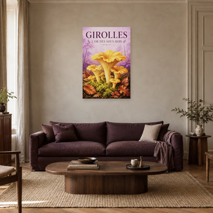 Affiche Girolles – L’or des sous-bois dans un salon - Art Virtuoso