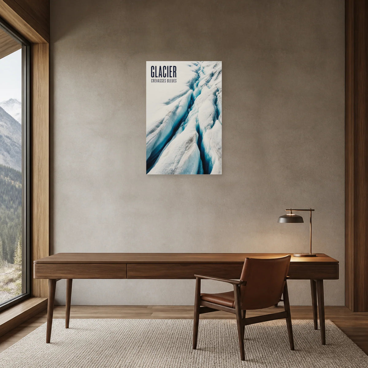 Affiche Glacier – Crevasses bleues dans un bureau - Art Virtuoso