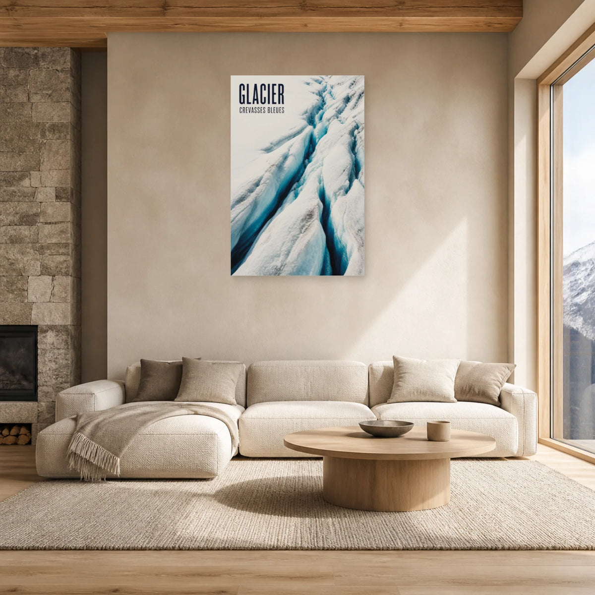 Affiche Glacier – Crevasses bleues dans un salon - Art Virtuoso
