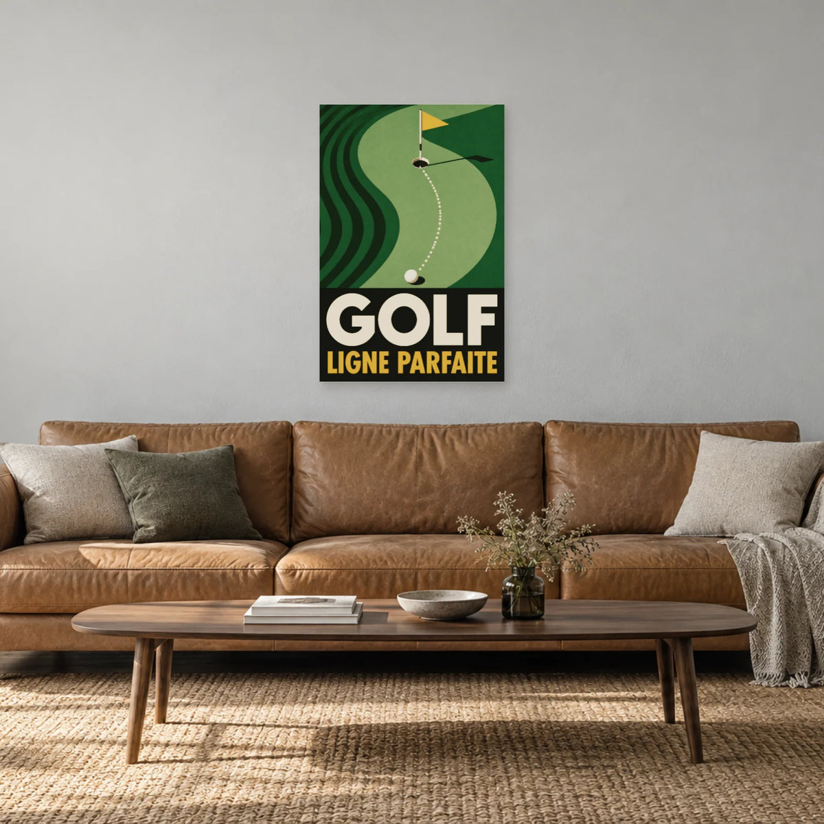 Affiche Golf – Ligne parfaite dans un salon - Art Virtuoso