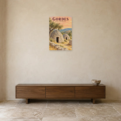 Affiche Gordes Bories en pierre sèche dans une entrée ou un couloir - Art Virtuoso