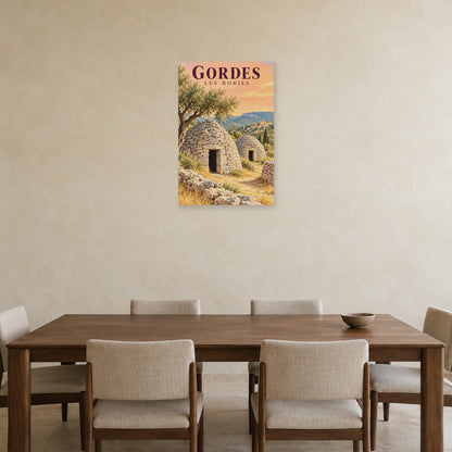 Affiche Gordes Bories en pierre sèche dans une salle à manger - Art Virtuoso