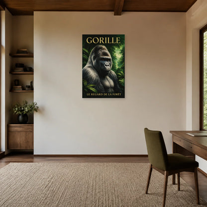 Affiche Gorille, le regard de la forêt dans un bureau - Art Virtuoso
