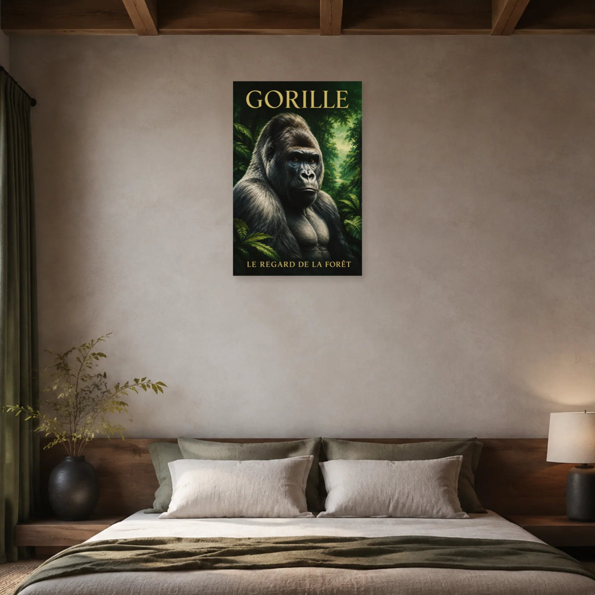 Affiche Gorille, le regard de la forêt dans une chambre - Art Virtuoso