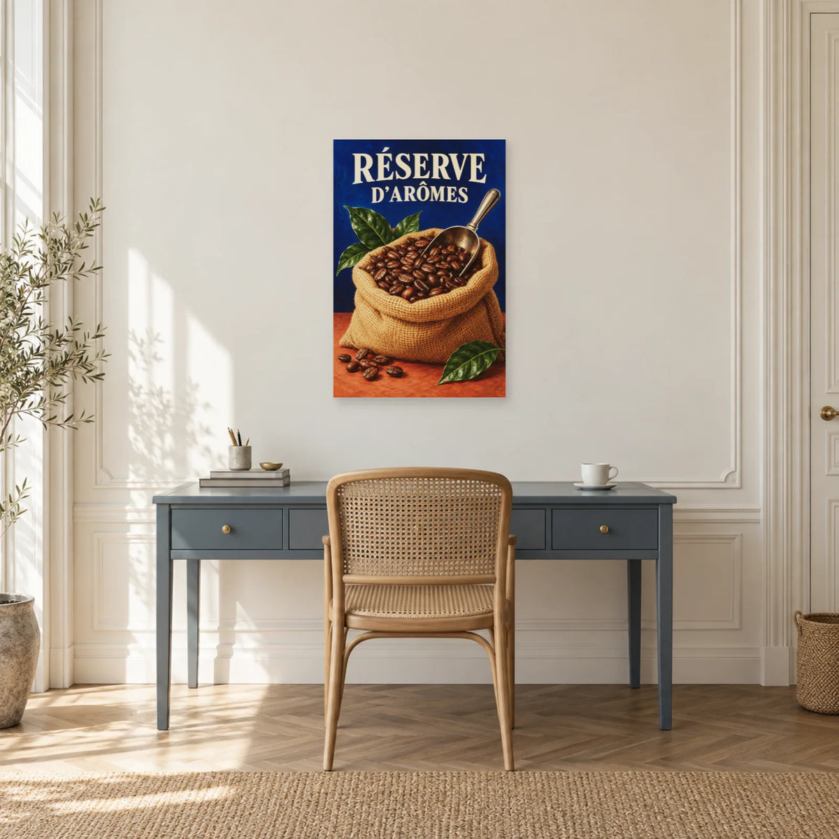 Affiche Grains de café - Réserve d'arômes dans un bureau - Art Virtuoso