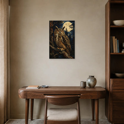 Affiche Grand-duc dans la forêt nocturne dans un bureau - Art Virtuoso