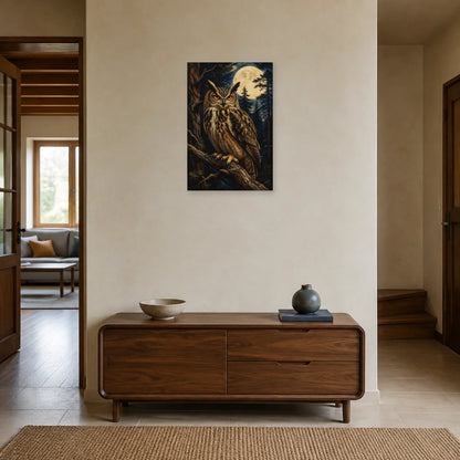 Affiche Grand-duc dans la forêt nocturne dans une entrée ou un couloir - Art Virtuoso