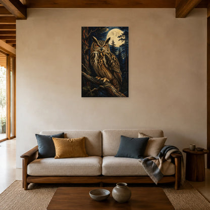 Affiche Grand-duc dans la forêt nocturne dans un salon - Art Virtuoso